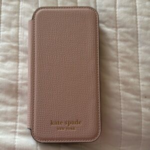 Kate Spade Folio case for iPhone 12/12 Pro - Pale Vellum Crumbs/Gold logo